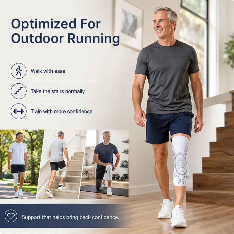 Adjustable Smart-Knob Knee Brace — Patella Gel Pad, Side Stabilizers, Compression Support for Pain Relief & Recovery