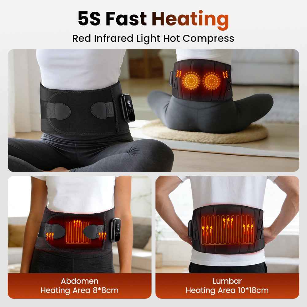 Heated Waist Belt with Electric Vibration Massage, Warmth-Keeping Support Belt