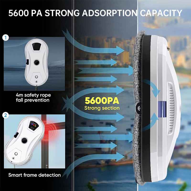 5600Pa Smart Window Cleaning Robot, Ultra-Thin Auto Glass Cleaner with Remote for Home & Office