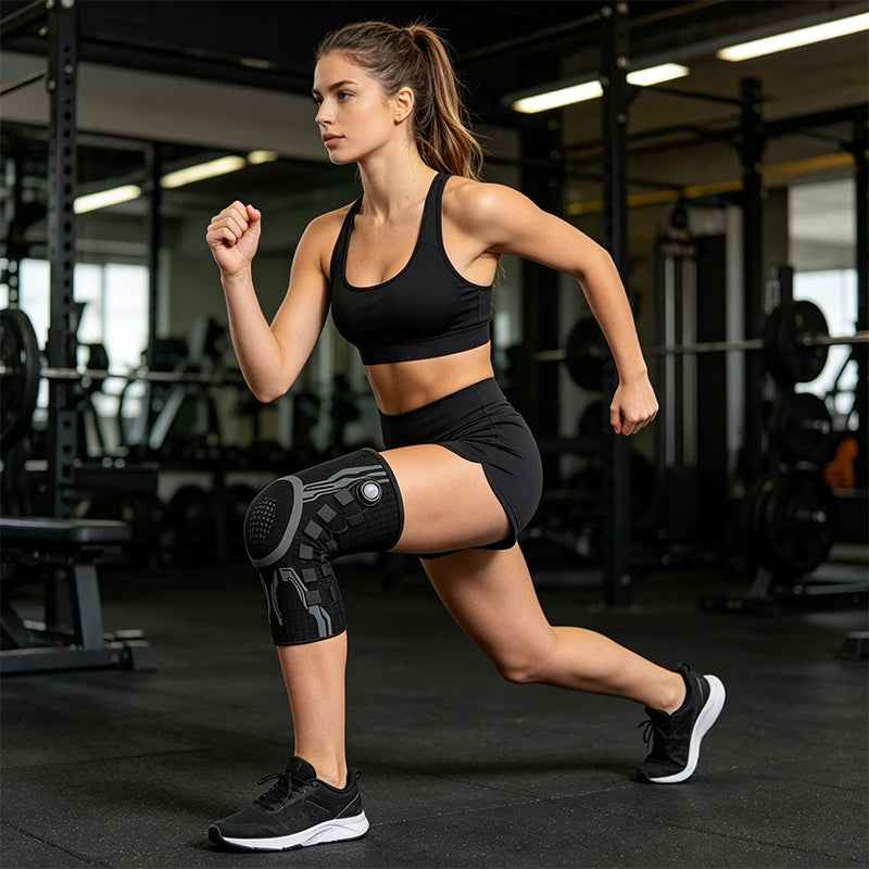 Adjustable Smart-Knob Knee Brace — Patella Gel Pad, Side Stabilizers, Compression Support for Pain Relief & Recovery
