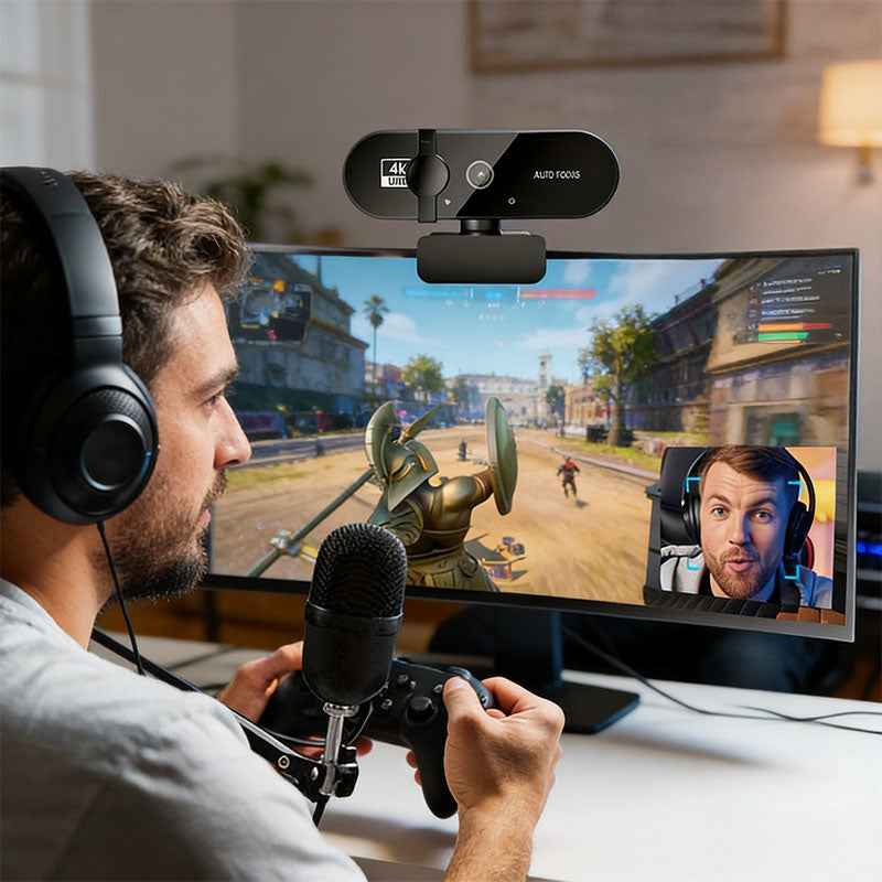 Mini 4K USB Webcam with Mic, Auto Focus HD Camera for PC & Laptop, 30fps 2K/1080P Conference Cam