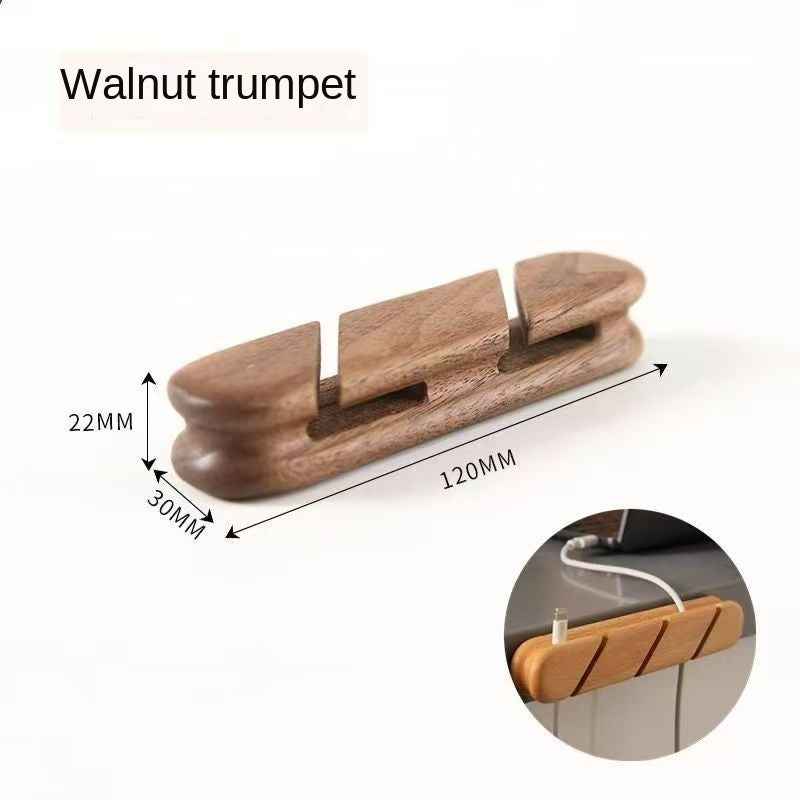 Solid wood charging cable holder