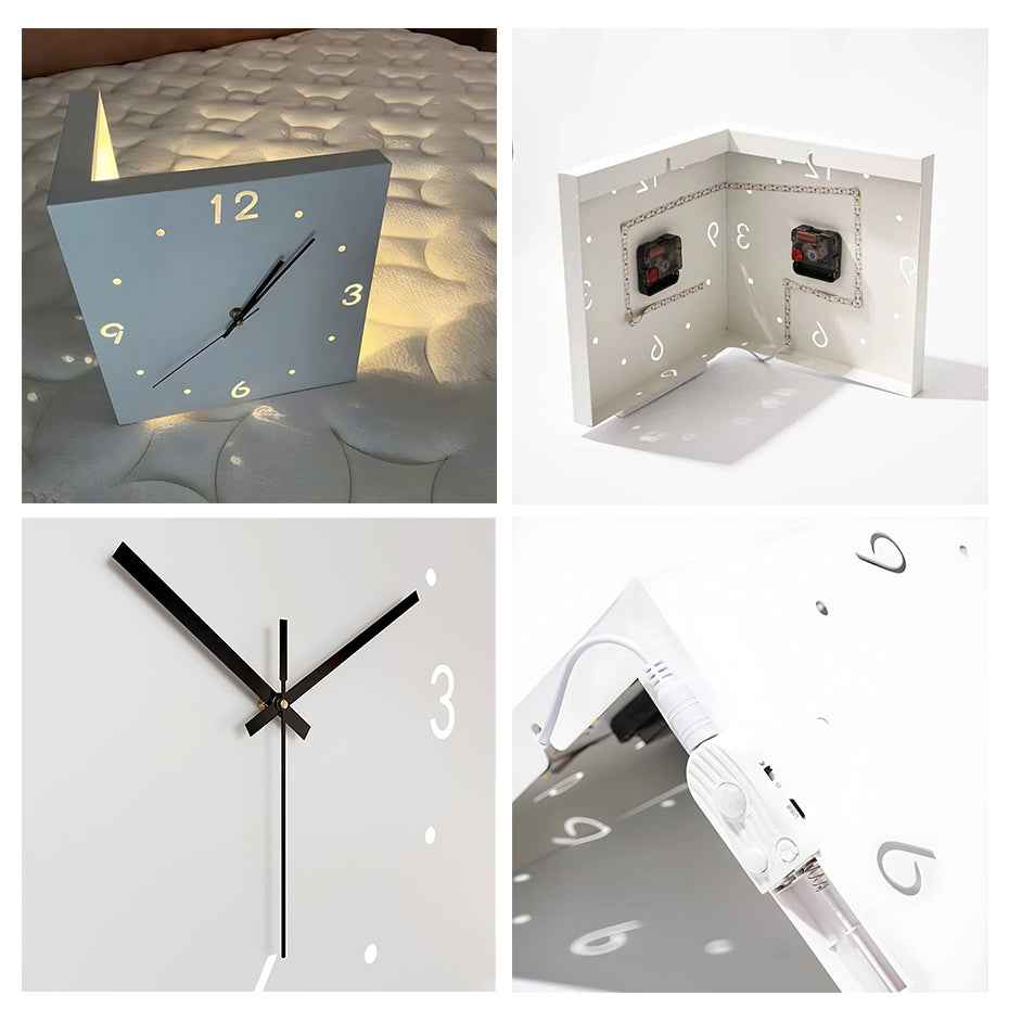 Nordic Dual‑Glow Corner Clock, Silent LED Wall Clock, Modern Minimalist Home Decor for Living Room Bedroom
