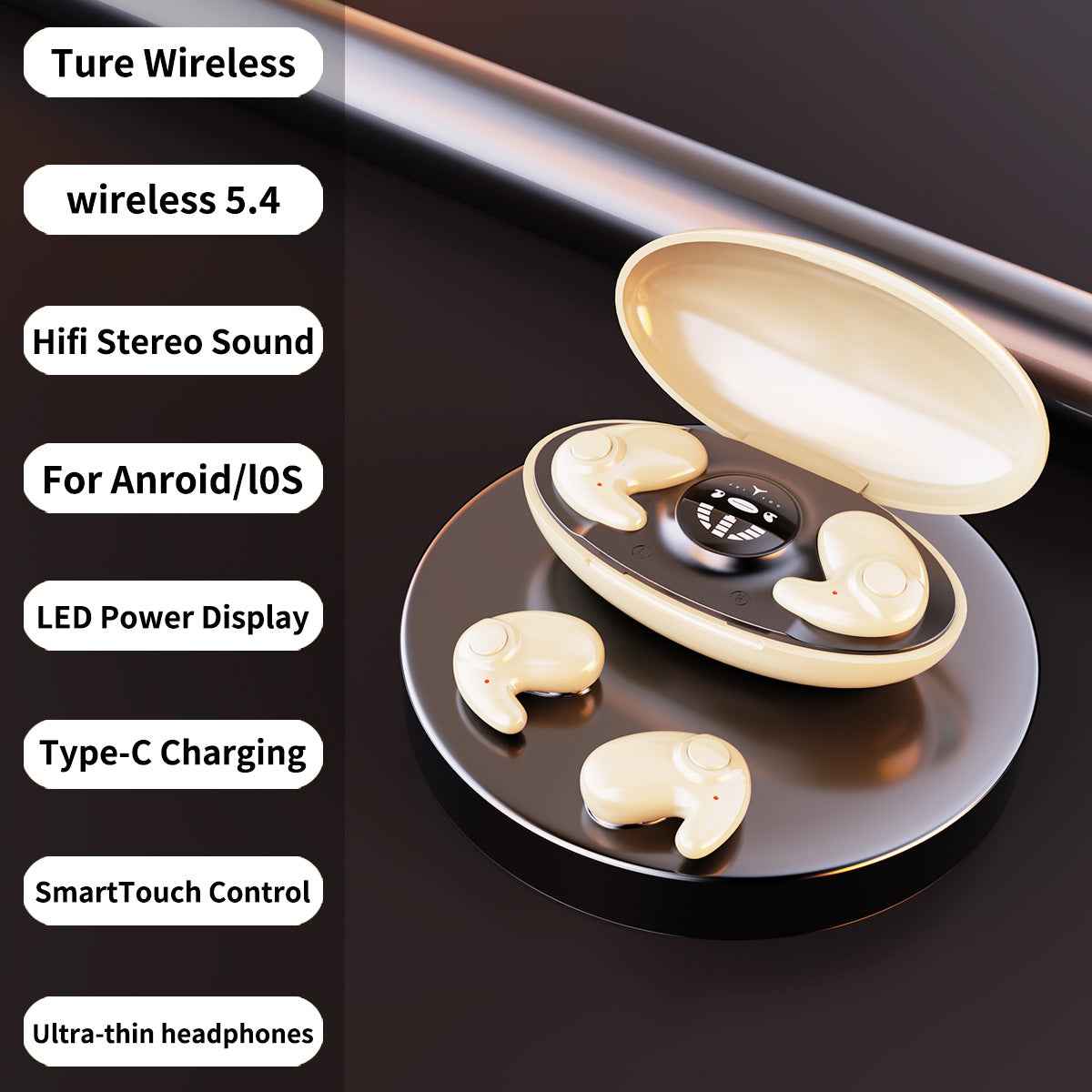 Sleep Bluetooth Earphones Long Battery Life High Sound Quality In-ear Mini Noise Cancelling