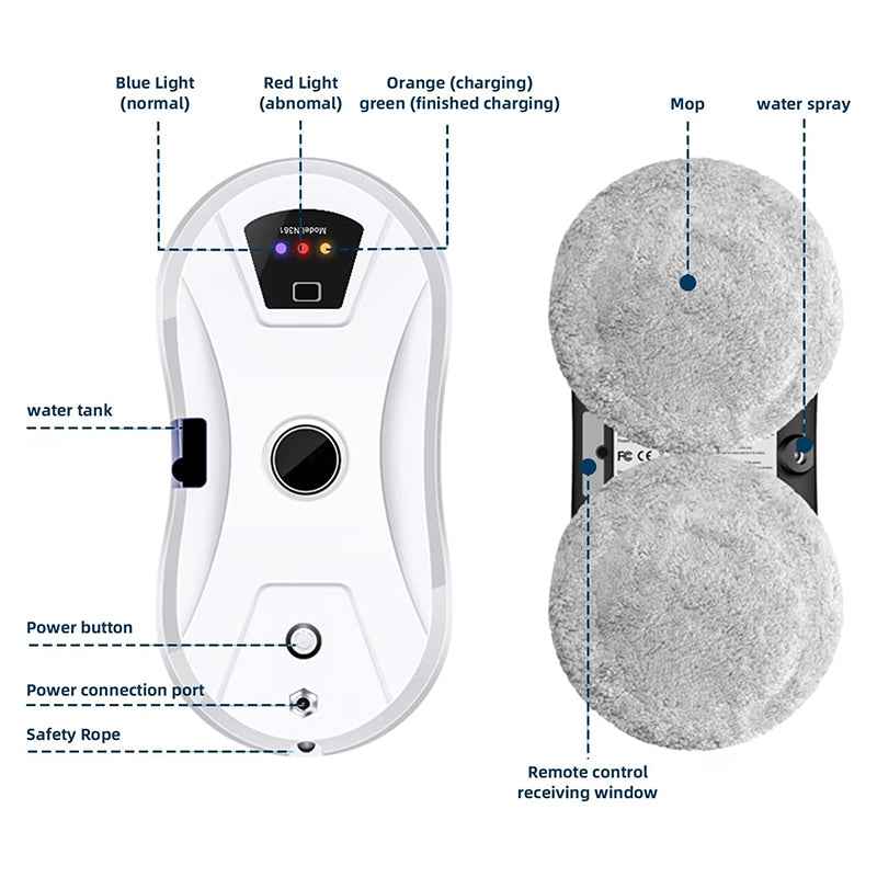 5600Pa Smart Window Cleaning Robot, Ultra-Thin Auto Glass Cleaner with Remote for Home & Office