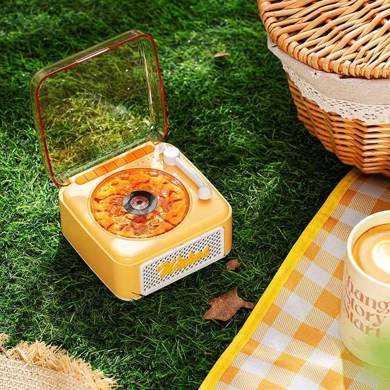 Retro white noise Bluetooth speaker wireless small high pitched vinyl record speaker