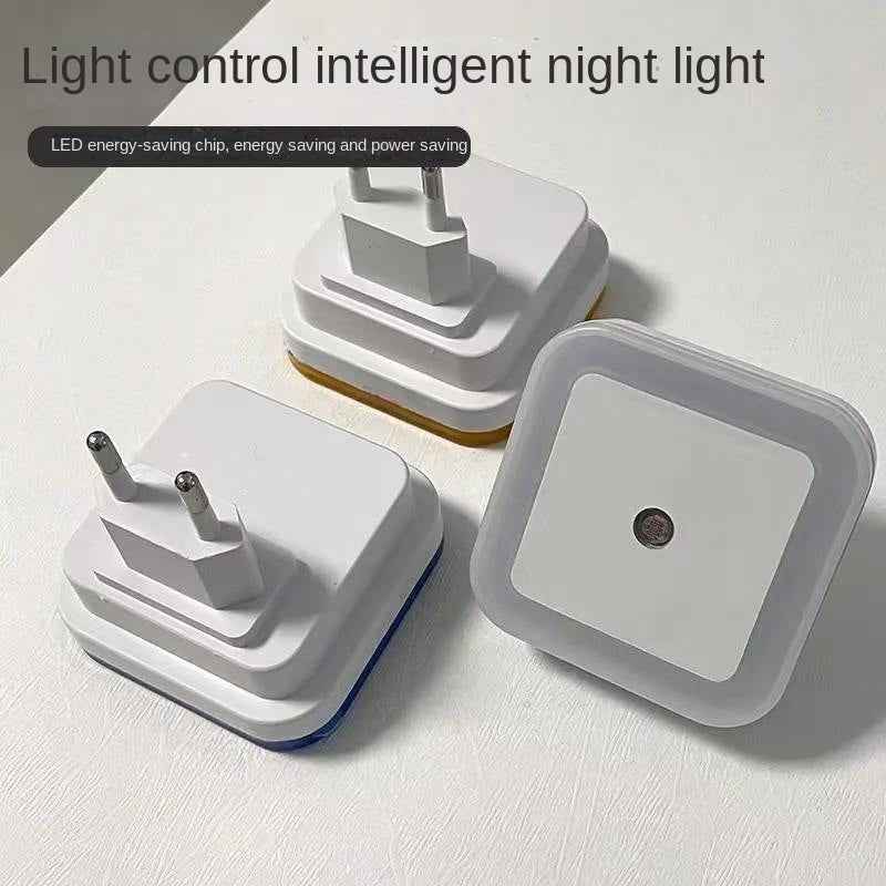 Square LED Night Light Plug-in Smart Light Control Indoor Sensor Bedside Lamp for Bedroom