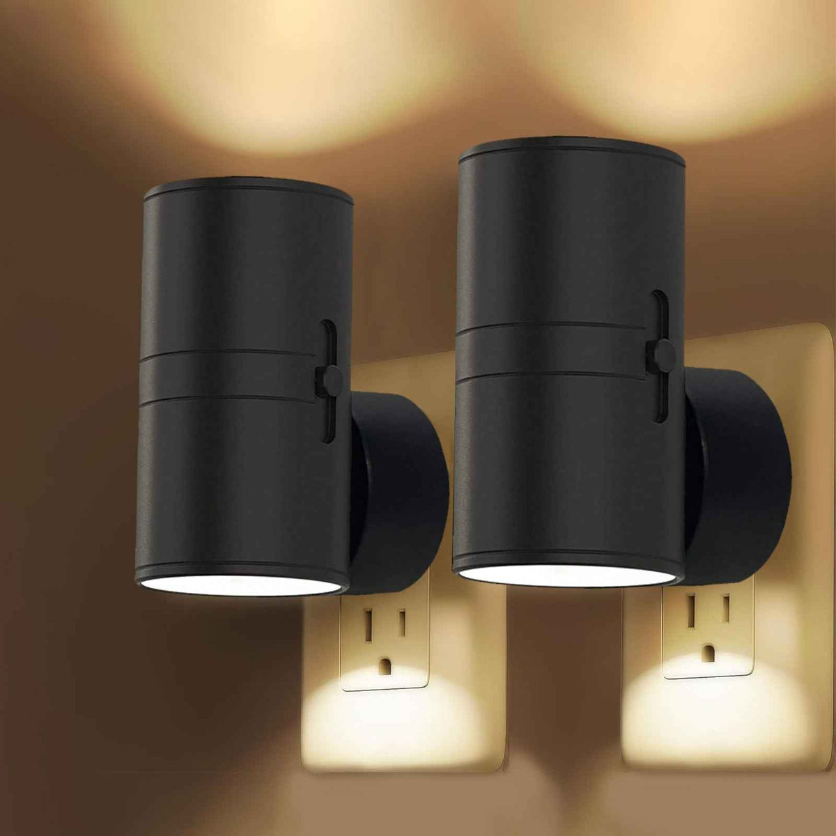 Cylinder LED Night Light, 0-100% Brightness Adjustable, Twilight to Dawn Sensor Indoor Lighting Decorative Lamp