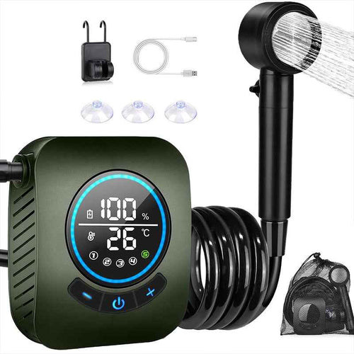 8000mAh Portable Camping Shower, IPX8 Waterproof Rechargeable Outdoor Shower Pump with Hose