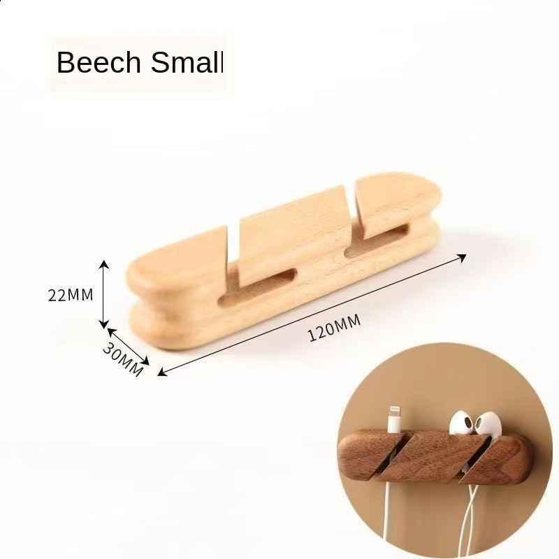 Solid wood charging cable holder