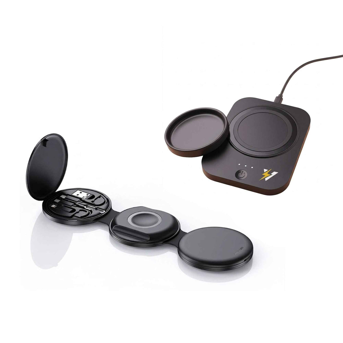 Complete Wireless Charging & Comfort Bundle – Sip & Charge 2-in-1 Mug Warmer + 5-in-1 Folding Charging Station