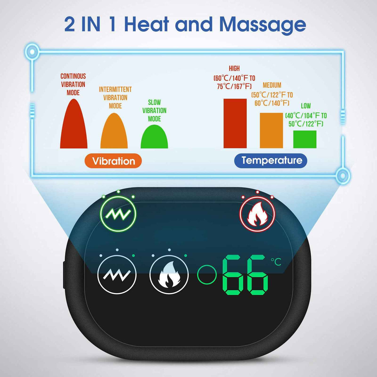 Massage Shoulder Support with Touchscreen Controller, Rechargeable Vibrating Heat Therapy Shoulder Massager Belt