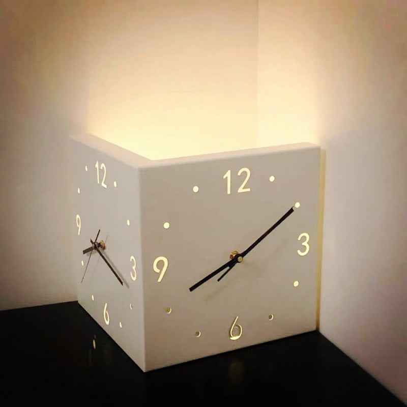 Nordic Dual‑Glow Corner Clock, Silent LED Wall Clock, Modern Minimalist Home Decor for Living Room Bedroom