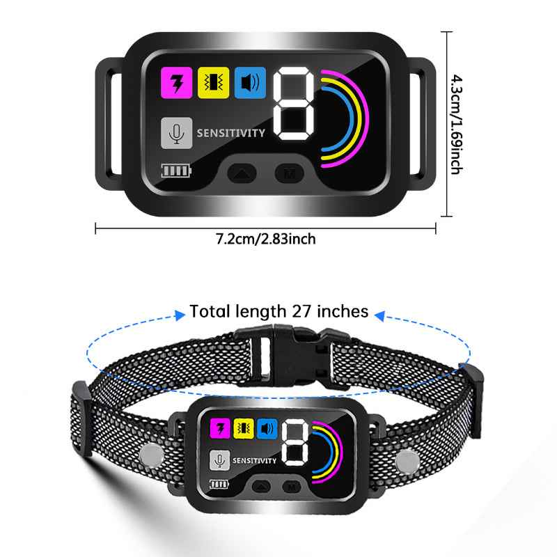Smart Dog Bark Control Collar w/ Color Screen, Multi Stop Modes, 8-Level Sensitivity, IP67 Waterproof