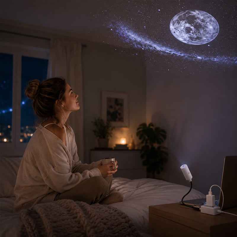 USB Star Projector – Plug & Play, Interchangeable Patterns for Bedroom & Living Room