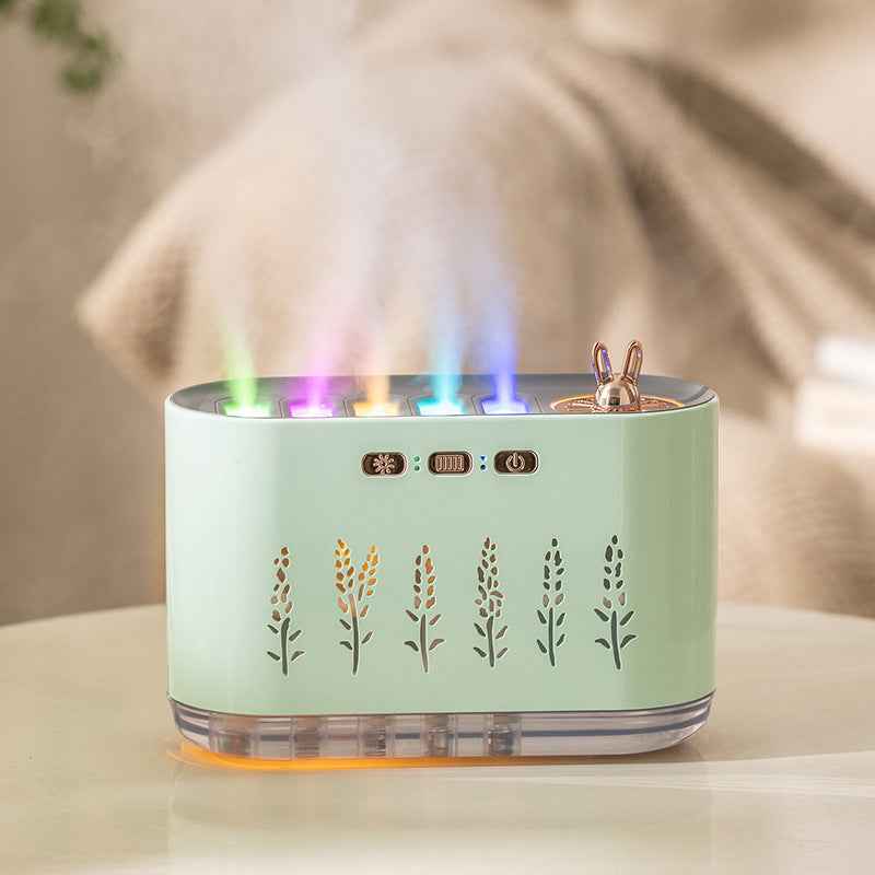 Cross-border New Air Humidifier Home Silent Bedroom Five-hole Spray Aromatherapy Creative Dynamic Colorful Voice Control Pick-up
