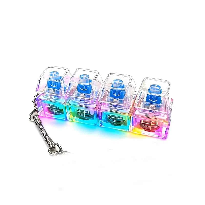 LED Light Keyboard Keychain Fidget Toy Clickable Button Stress Relief Portable Desk Accessory Office Decor Gift  Anxiety Relief