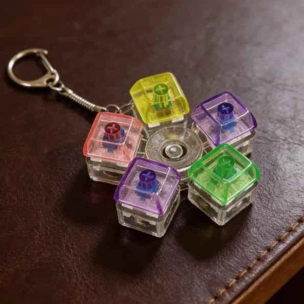 LED Light Keyboard Keychain Fidget Toy Clickable Button Stress Relief Portable Desk Accessory Office Decor Gift  Anxiety Relief