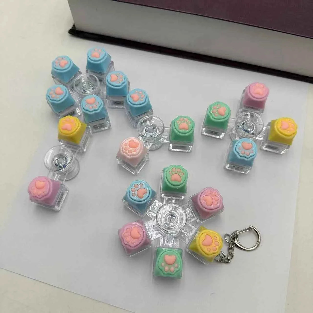 LED Light Keyboard Keychain Fidget Toy Clickable Button Stress Relief Portable Desk Accessory Office Decor Gift  Anxiety Relief