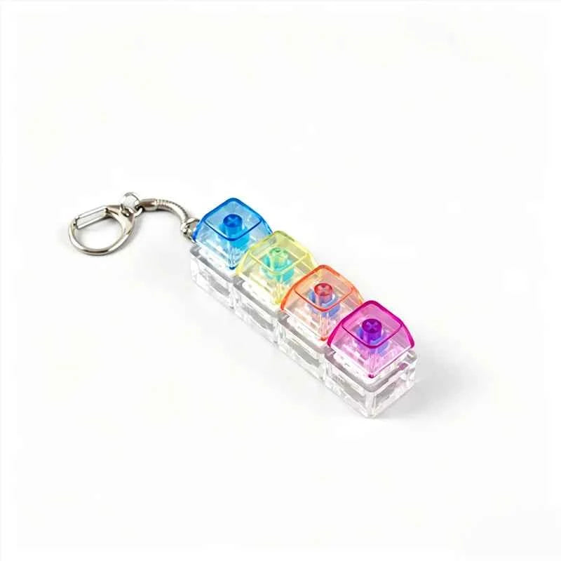LED Light Keyboard Keychain Fidget Toy Clickable Button Stress Relief Portable Desk Accessory Office Decor Gift  Anxiety Relief