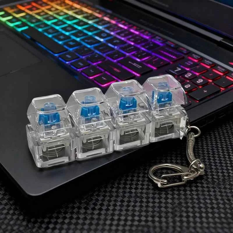 LED Light Keyboard Keychain Fidget Toy Clickable Button Stress Relief Portable Desk Accessory Office Decor Gift  Anxiety Relief