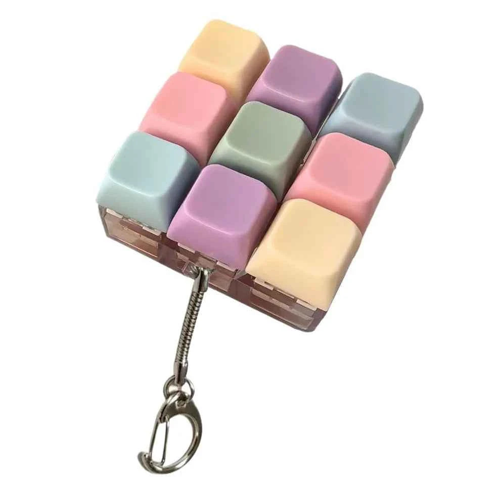 LED Light Keyboard Keychain Fidget Toy Clickable Button Stress Relief Portable Desk Accessory Office Decor Gift  Anxiety Relief